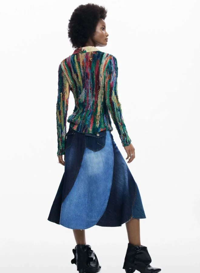 DESIGUAL Blue Denim Patch Skirt for Women | Best Price UAE